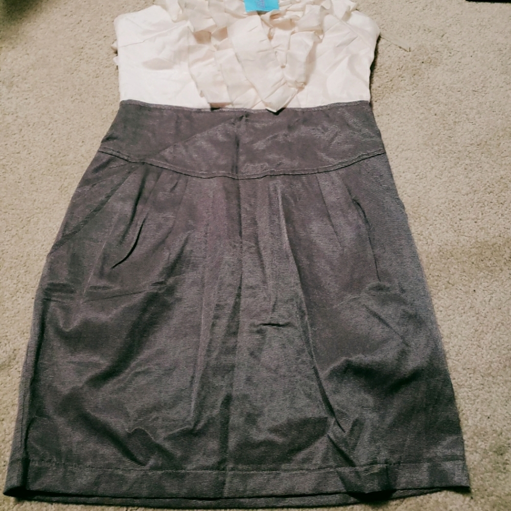 Nude color block dress